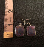 Vintage Signed 925 Sterling Silver Copper Turquoise Purple Stone Earrings