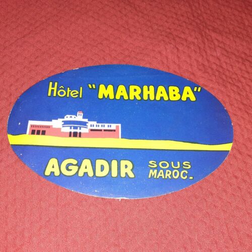 Hotel Marhaba Vintage Luggage Label Tag Agadir Sous Maroc