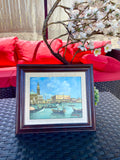Original Venice Italy Water Boat Oil Painting Signed David Meng Framed Art