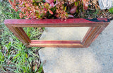Antique Gold & Red Tone Wood Ornate Carved Thai 17.5" Long Wall Art Decor Mirror