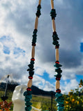 Chunky Turquoise Tone Artisan Shell Bead Red & White Beaded Fashion Necklace