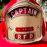Vintage Red Firefighter Captain RFD D. Morgan Firemen's Hat Helmet MSA Fireman