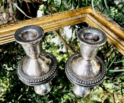Vintage Duchin Silver Sterling Engraved Artistry Candlestick Holders Pair