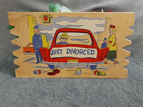 Vintage Novelty Extra Large Post Card Just Divorced 9'x5' Funny Postcard
