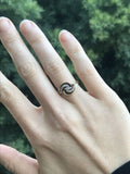 Antique Estate 14k Yellow Gold Diamond Swirl Design Ring Size 5.5