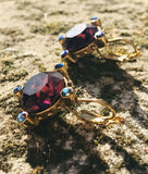 Purple Rhinestone + Accent Aurora Borealis Stone Gold Tone Pierced Earrings
