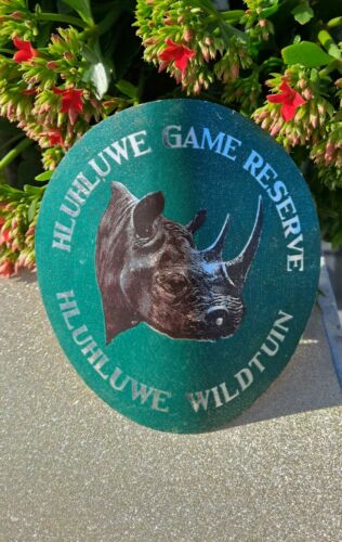 Vintage Hluhluwe Game Reserve Rhinoceros Luggage Label Sticker Hluhluwe Wildtuin