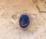 Vintage Sterling Silver 925 Lapis Lazuli Blue Oval Stone Ring Size 8.75