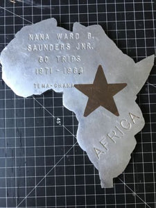 Rare Large Metal Plaque Africa JNR. 80 Trips Tema-Ghana 1971-1984