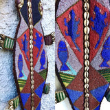 Antique African Yoruba Seed Bead Wall Hanging Cowrie Shells Boho Jungalow Art
