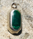 Taxco Vintage Sterling Silver 925 Green Malachite Stone Charm Pendant 4.29g