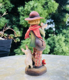 Vintage Signed Anri Wooden Nature Boy Figurine