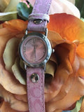 Authentic Designer Coach Swiss Made Pink Silver Tone Leather Band Ladies Watch