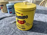 Crystal Domino Sugar Cain Yellow Blue Tan Tin Canisters Set Of 3 Vintage