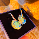 Swarovski Rhodium Plated Aurora Borealis Crystal Dangle Drop Earrings in Box 4g
