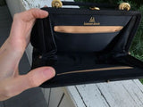 Authentic Bienen Davis Designer Black Silk + Crystal Handbag Purse Clutch