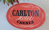 Vintage Luggage Label Sticker Carlton Hotel Cannes