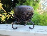 Antique Meiji Period Japanese Bronze Metal High Relief Dragon Bowl