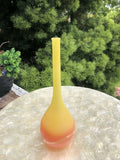 American Euro Modern Abstract Opaque Orange Yellow Swirl Art Glass Vase Hungary