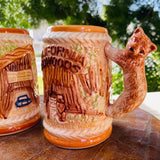 California Redwoods Bear Handle Ceramic Mugs Set of 2 Steins Cups Karol Western