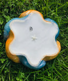 Vintage Hand Painted Hand Made Swimming Blue Orange Swan Ceramic Dish