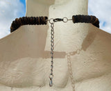Silver & Turquoise Tone Stone Disc Artisan Wood Bead Statement Fashion Necklace