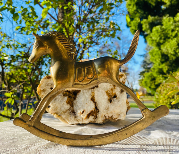 Vintage Brass Rocking Horse Figurine Art Decor Metalware