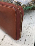 Vintage Kate Spade Saturday Brown Pebble Leather Black White Clutch Wallet Purse