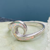 Sterling Silver 925 White Fire Opal Ocean Wave Beach Sea Ring 4g Size 8.25