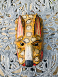 Antique Vintage Handmade Wood Carved Handpainted Cheetah Exotic Cat Tribal Mask