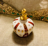Crown Sempe Limoges France Gold Tone Red Porcelain Cross Decanter Bottle