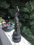 Vintage Bronze Cast Noureau Signed Woman Painted Sculpture Art Statue