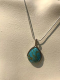 Vintage Silver Tone Elegant Faux Turquoise With Gold Accents Necklace