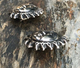 Taxco Sterling Silver 925 Sun Face TN-49 Vintage Clip On Earrings Signed Mexico