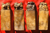 Antique Stone Carved Chinese Foo Dogs Stamps Seals Set Rate