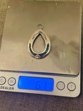 Vintage Sterling Silver 925 Mosaic Turquoise Stone Tear Drop Charm Pendant