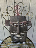 Antique African Art Wood Carved Tribal Ceremonial Mask From The Ivory Coast