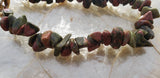 Genuine Tumbled Unakite Jasper Chip Stone Bracelet Handmade