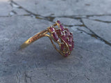 Vintage Signed 585 14k Yellow Gold Spinel 19 Stone Ring Size 10