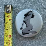 Rare Vintage Nude Marilyn Monroe Photo Black & White Silver Brooch Button Pin