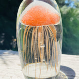 Vintage Orange Clear Coral Tone Jellyfish Art Glass Paperweight Decorative