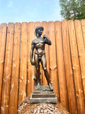 Vintage Michelangelo's David Bronze Copper Mixed Metal16" Statue On Marble Base