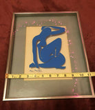 Vintage Signed Henri Matisse Blue Nude I Woman Hand Silk Screened on glass framed, France