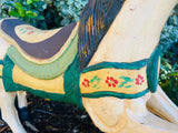 Vintage Hand Painted Wood Carved Wooden Carousel Horse Decor W Metal Foot Holder