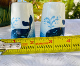 Vintage Spurting Whale Ocean Blue White Ceramic Painted Salt & Pepper Shaker Set