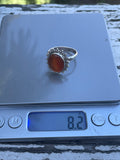 Vintage Sterling Silver 925 Orange Carnelian Stone Ring 8.2g Size 11.5