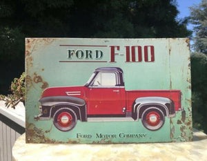 Vintage Ford F-100 Truck Ford Motor Company Metal Sign