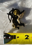 Vintage Brass Metal Gold Tone Angel Winged Cherub With Bow & Arrow Pin Brooch