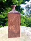 Antique Japanese Kanji Signed Red Brown Clay Art Pottery Decorative Vase Rare