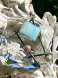 Estate Opal & Pearl Designer Signed Jerry Harr Sterling Silver Modernist Pendant